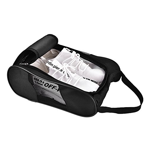 Keenso Bolsa de Zapatos de Golf, 2 Colores Bolsa de Zapatos de Golf Transpirable portátil Funda de Zapatos Deportivos Bolsa de Bolsillo Zapatos Bolsa de Almacenamiento Accesorio Deportivo(Negro)