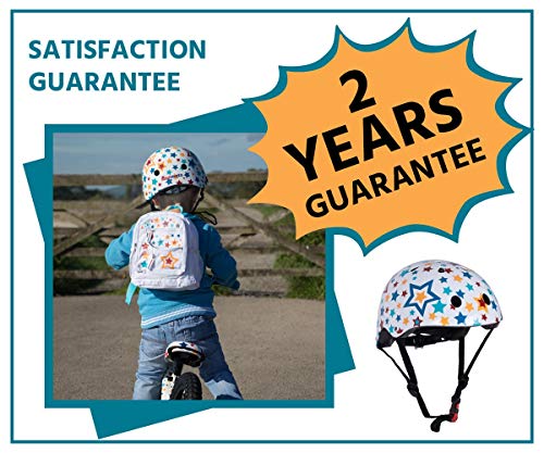 KIDDIMOTO Casco Bicicleta Completamente Ajustabl - Bici Casco para Infantil y Niños para Patinete, Ciclismo, Scooter, Bicicleta de Equilibrio y Monopatin - Estrellas - S (48-53cm)