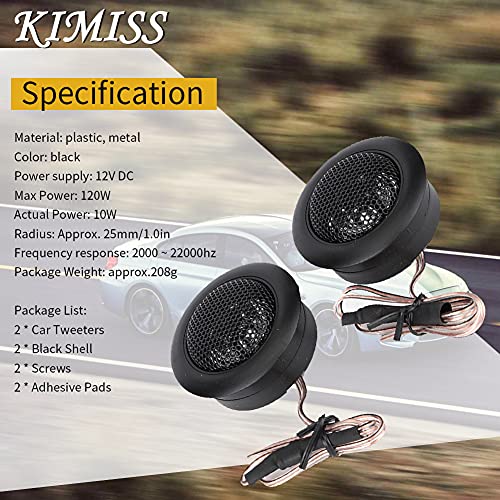 KIMISS Tweeter para coche, 1 par de 12V 120W Mini Tweeters / Altavoz de para Audio de Super poder fuerte