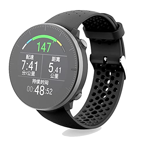 KINOEHOO Correas para relojes Compatible con Polar Vantage M Pulseras de repuesto.Correas para relojesde silicona.(negro)