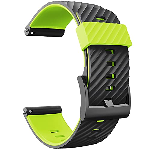 KINOEHOO Correas para relojes Compatible con Suunto 7/9/9 baro/D5/spartan sport Pulseras de repuesto.Correas para relojesde silicona.(Verde negro)