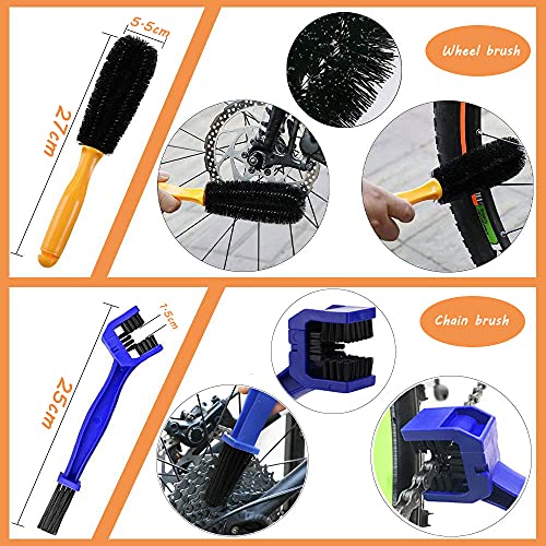 kit limpieza bicicleta 10pcs,Herramientas de Limpieza para Bicicleta,Múltiple cepillos de Limpieza para Bicicleta,Profesional Limpieza para Cadenas y Llantas