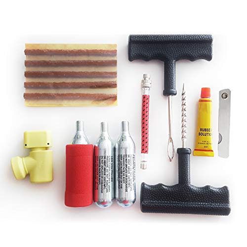 KIT REPARA PINCHAZOS coche moto + 3 BOMBONAS de GAS CO2 + REGULADOR de presión. Reparación de pinchazos en neumáticos tubeless rueda sin cámara de aire - RZ TOOLS