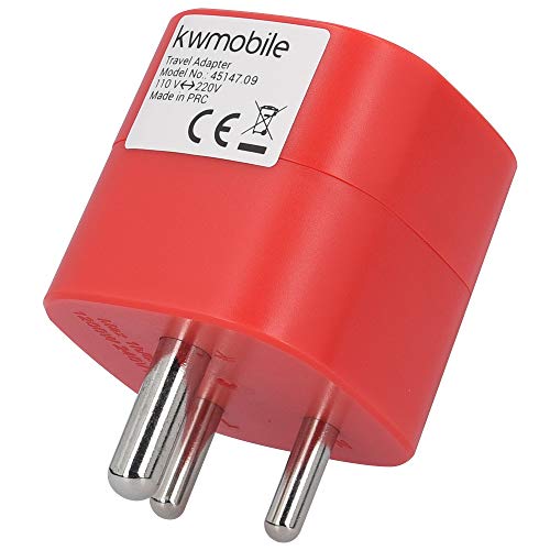 kwmobile 2X Adaptador de Viaje para India Tipo D - Adaptadores de Enchufe schuko - Conector para Nepal Sri Lanka Emiratos Árabes Unidos Eau - Rojo