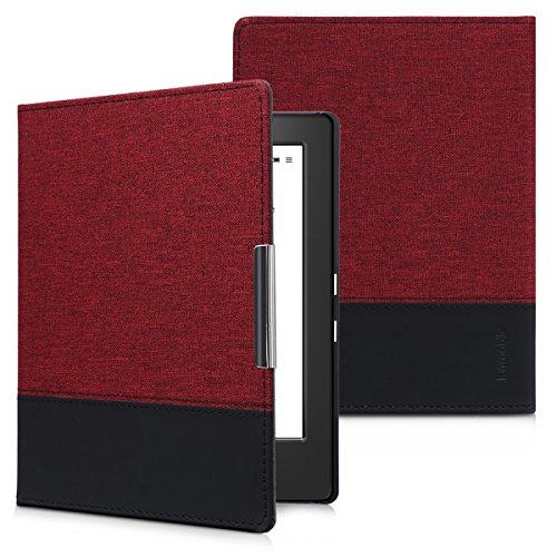 kwmobile Funda de e-Book Compatible con Kobo Aura H2O Edition 1 -Case de Cuero sintético Rojo Oscuro/Negro