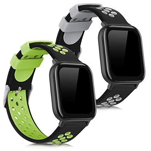 kwmobile Pulsera Compatible con Huami Amazfit GTS/GTS 2 / GTS 2e / GTS 3-2X Correa de TPU para Reloj Inteligente - Negro/Gris/Negro/Verde