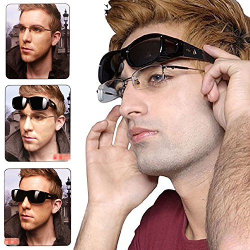 LEDING&BEST Gafas de sol deportivas polarizadas UV400,Gafas de Sol Para Colocar Sobre las Gafas Normales y de Lectura Hombre Mujer (black color)