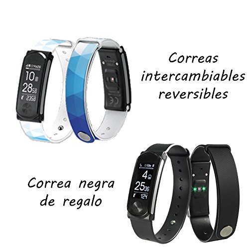 Leotec Pulsera de actividad Cool HR - Pulsera de actividad, con monitor de frecuencia cardiaca en la muñeca, monitor de actividad,sumergible,correas intercambiables y notificaciones inteligentes, color Blanca