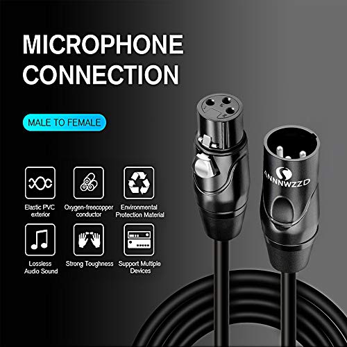 LinkinPerk Cable XLR macho a hembra para micrófono, amplificador, escritorio de mezcla o sistema de altavoces (1 m)