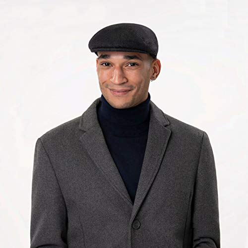 LIPODO Inglese Classic Flatcap Mujer/Hombre - Made in Italy - Unicolor y con Lana - Gorra Plana Otoño/Invierno - Azul Oscuro 62 cm