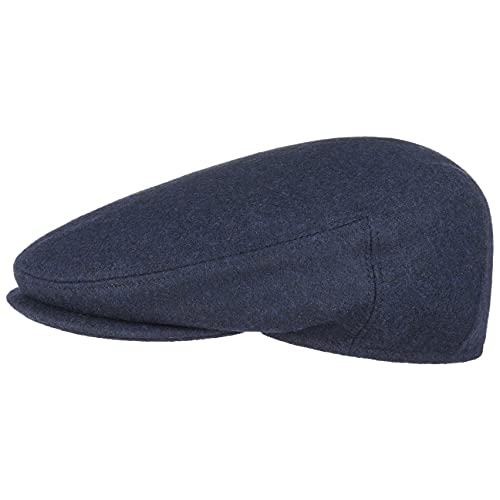 LIPODO Inglese Classic Flatcap Mujer/Hombre - Made in Italy - Unicolor y con Lana - Gorra Plana Otoño/Invierno - Azul Oscuro 62 cm