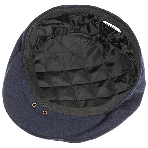 LIPODO Inglese Classic Flatcap Mujer/Hombre - Made in Italy - Unicolor y con Lana - Gorra Plana Otoño/Invierno - Azul Oscuro 62 cm