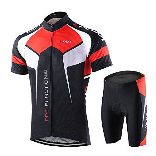 Lixada Maillots de Ciclismo Hombres Camiseta y Pantalones Cortos de Ciclismo Conjunto de Ropa para Ciclismo al Aire Libre