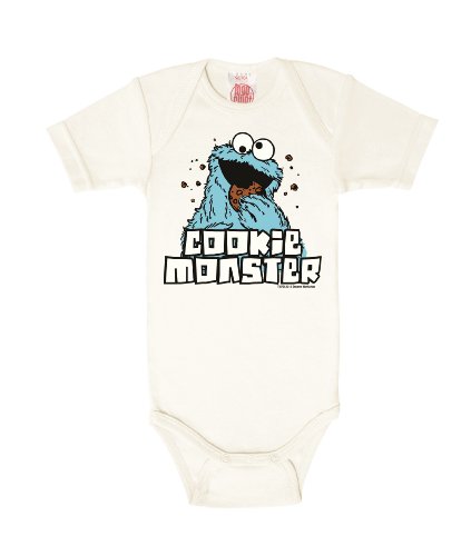 Logoshirt Body para bebé Monstruo de Las Galletas - Barrio Sésamo - Sesame Street - Cookie Monster - Pelele para bebé - Blanco Antiguo - Diseño Original con Licencia, Talla 62/68, 3-6 Meses