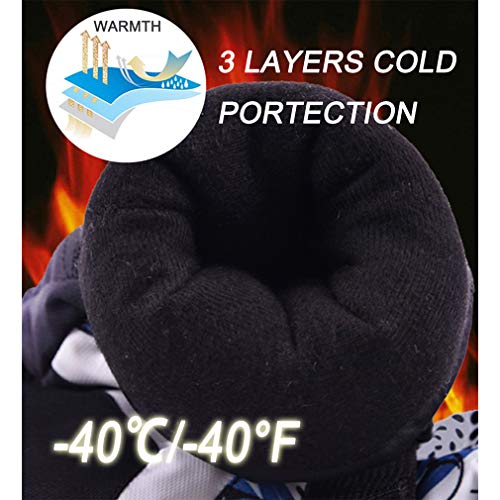 LORYLOLY Guantes de Esquí para Niños, -40 ℃ Invierno Nieve Guantes Grueso y Térmicos para Niño Niña 3-11 Años, Guantes Impermeable Antideslizante para Clima Frío para Patinaje Snowboard Motonieve