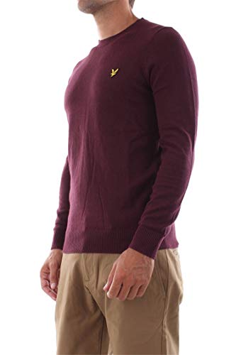 Lyle & Scott - Jersey de Cuello Redondo de algodón de Merino, Color Negro Burdeos L