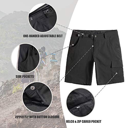 MaaMgic Pantalones Cortos Hombre Bermudas Cargo Hombre Pantalones de Acampada y Senderismo Pantalon Montaña Hombre Respirable Nailon Ligero Secado Rápido, Gris Oscuro, Size 32