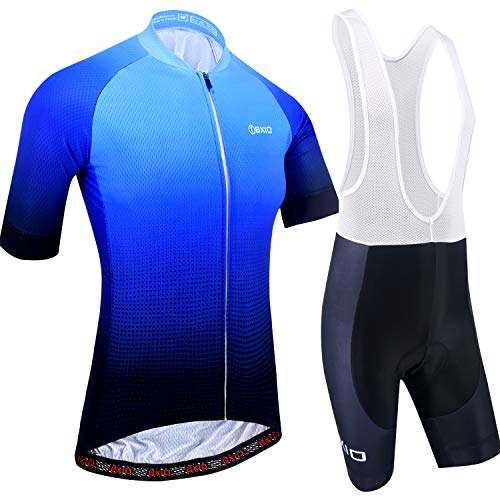 Maillot Ciclismo Hombre, Ropa Ciclismo y Culotte Ciclismo con Culotte Pantalones Acolchado 3D Deportes al Aire Libre Ciclo Bicicleta 198 (Blue Color, XS)