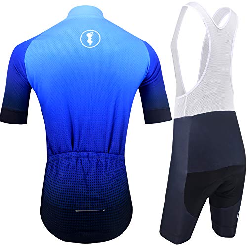 Maillot Ciclismo Hombre, Ropa Ciclismo y Culotte Ciclismo con Culotte Pantalones Acolchado 3D Deportes al Aire Libre Ciclo Bicicleta 198 (Blue Color, 3XL)