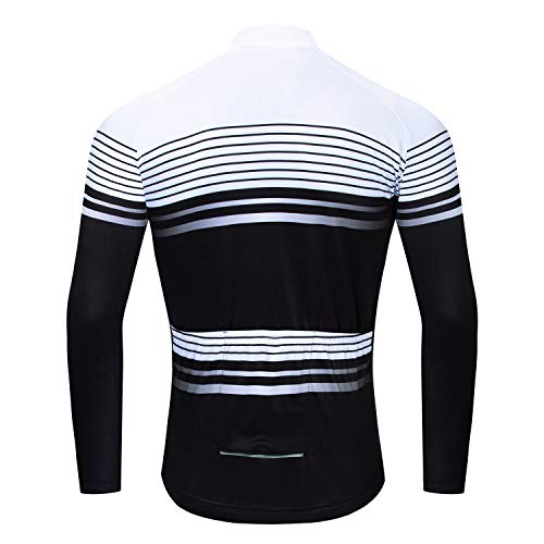 Maillot de ciclismo para hombre, manga larga, reflectante, equipo de la marca profesional -  Blanco -  3XL (altura 185/196 cm peso: 108/120 kg)