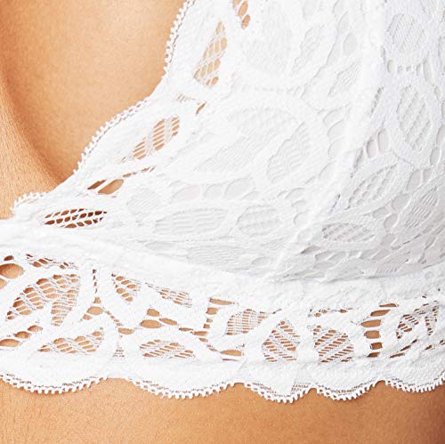 Marca Amazon - IRIS & LILLY Crochet Lace Halter Sujetador Estilo Bralette Mujer, Blanco (Bright White), S, Label: S