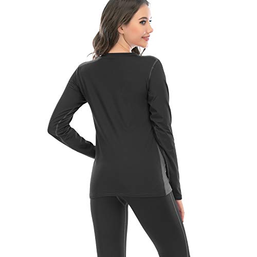 MEETYOO Conjuntos térmicos Mujer, Ropa Interior termica Invierno Base Layer Thermo Pantalones para Running Ciclismo Esquí (Negro, L)