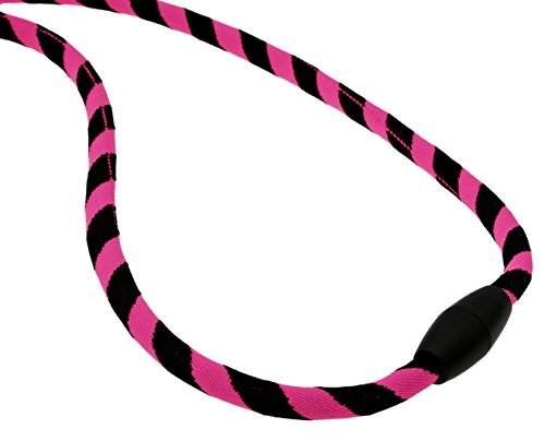 mia mai Tubular Lanyard (rosa/negro, 45cm) Cordón de llaves para el cuello con cierre de seguridad, llavero, colgante para llaves