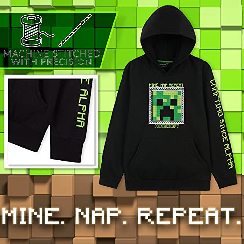 Minecraft Sudadera con Capucha para Niños y Adolescentes, Sudadera Niño 100% Algodón, Regalos para Niños y Adolescentes de 5-14 Años (9-10 años, Negro)