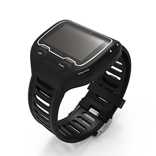 MiSha Correas de Reloj, Banda de Repuesto de Silicona con Herramientas para Garmin 910xt, Negro