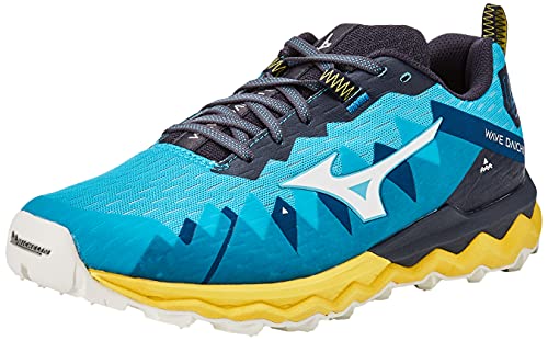 Mizuno Wave Daichi 6, Zapatillas para Carreras de montaa Hombre, Scubab Azufre Blanco de Nieve, 43 EU