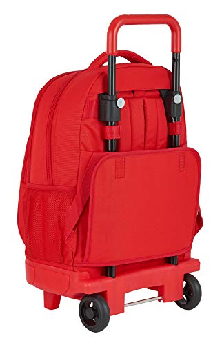 Mochila Safta Escolar con Carro Incluido y Espalda Acolchada de Sevilla FC Corporativa, 330x220x450mm, rojo