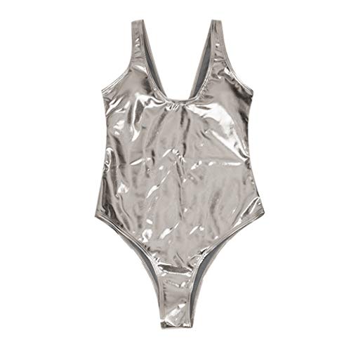 Monokini Mujer, Dragon868 Sexy Charol Bikini Brasileño 2020,Trikinis de Push Up Cintura Alta, Traje de Baño Bañadores de Una Pieza, Bañador Deportivo para Verano Playa 2020,Oro, Plateado, S-XL