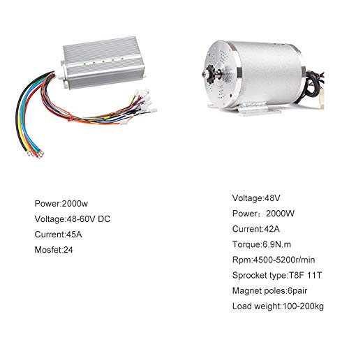 Motor de scooter eléctrico 48V 2000W Motor de accionamiento medio Controlador DC sin escobillas 45A con LCD Acelerador Interruptor de 3 velocidades para Go Kart ATV Bicicleta eléctrica