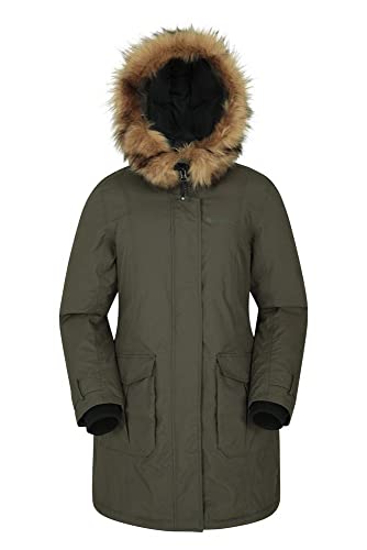 Mountain Warehouse Aurora de Las Mujeres Chaqueta Abajo - Chaqueta Impermeable de Las señoras, Capa del Invierno de Breathable, Costuras grabadas Caqui 34