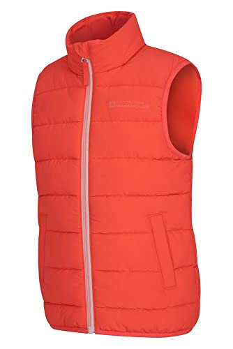 Mountain Warehouse Chaleco Acolchado Rocko para niños - Impermeable - Chaleco Acolchado de Microfibra - 2 Bolsillos Delanteros - Cuerpo cálido para niños y niñas Coral 7-8 Años