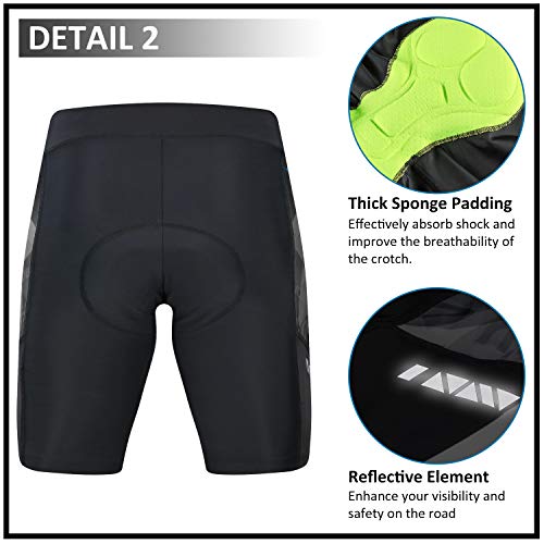 MUCUBAL Pantalones cortos de bicicleta para mujer con acolchado 3D de compresión para ciclismo, spinning, bicicleta de carretera - negro - S