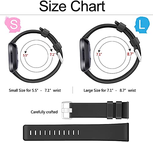 Mugust 3 Piezas Correa Compatible con Fitbit Versa/Fitbit Versa 2 Correa, Pulsera de Repuesto Clásica de Silicona para Fitbit Versa 2 / Versa/Versa Lite Correas (S, Oro Rosa/Negro/Rojo Vino)