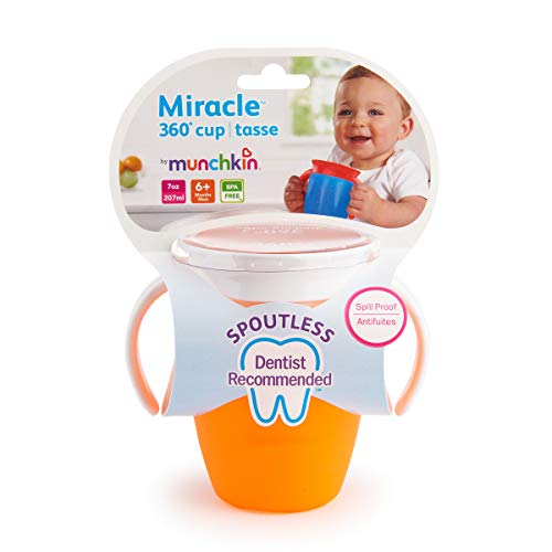 Munchkin Miracle 360° Vaso de Entrenamiento con Asas, Naranja (Orange), 207 ml