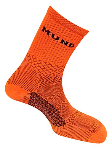 Mund Socks Calcetín Bike ANTIBACTERIAS y TERAPÉUTICO con Pie Izquierdo y pie Derecho DIFERENCIADOS (Naranja, EU 34-37)