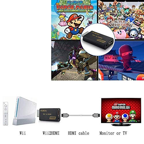 Musou Wii al Convertidor de HDMI, Wii a HDMI Convertidor Viene con Jack de 3,5 mm Full HD 1080P Adaptador Conmutación automática PAL/NTSC