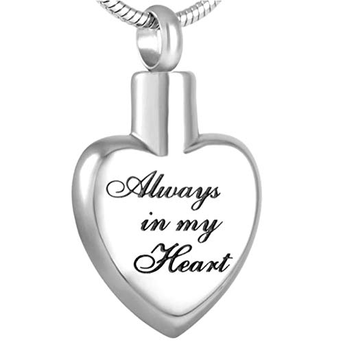 N-B Stainless Steel Human/Pet Memorial Keepsake Locket Always in My Heart Cremation Urn Necklace for Ashes