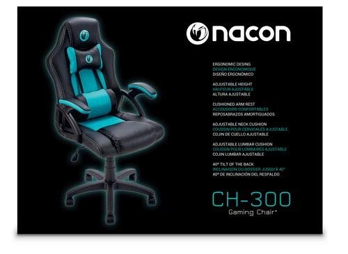 NACON PCCH-300 Silla Gaming en negro y verde con cojines lumbares y cervicales regulables