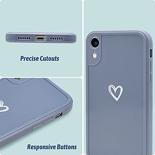 Newseego Funda Compatible con iPhone XR, Carcasa Protectora Antigolpes con Parachoques de TPU Suave para iPhone XR Delgada Funda Love Heart Anti-Choques Case de Telefono para iPhone XR-Gris