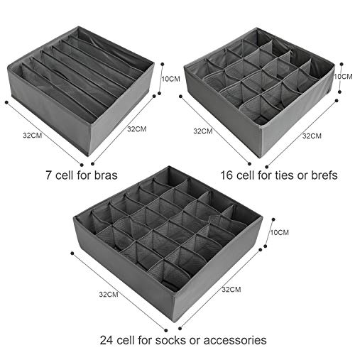 NewStyle Organizador Cajones,3 Cajas Organizador de Ropa Interior,Plegable Organizador Armario para Almacenar Calcetines,Bufandas,Sujetador