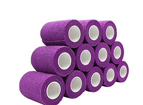 nilo Vendas cohesivas 5 cm x 4,5 m x 24 Rollos, Vendaje Autoadhesivo, Vet Wrap, Deportes Wrap (Morado)