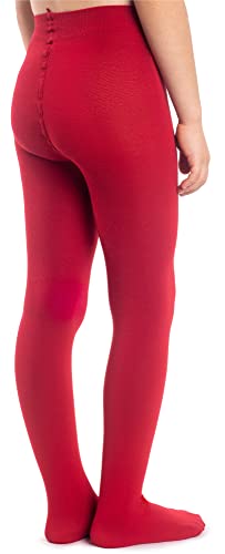 NOQ Medias gruesas para niña Corina Plain 120 DEN con pies calientes, leggings para habitación de los niños, ballet, clase de baile, opacas, negro, azul marino, blanco, rosa, rojo, 116 cm-122 cm