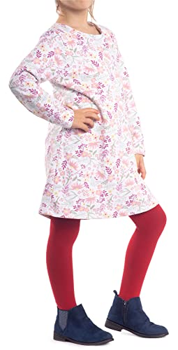 NOQ Medias gruesas para niña Corina Plain 120 DEN con pies calientes, leggings para habitación de los niños, ballet, clase de baile, opacas, negro, azul marino, blanco, rosa, rojo, 116 cm-122 cm