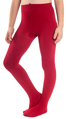 NOQ Medias gruesas para niña Corina Plain 120 DEN con pies calientes, leggings para habitación de los niños, ballet, clase de baile, opacas, negro, azul marino, blanco, rosa, rojo, 116 cm-122 cm