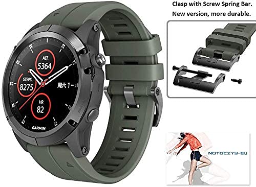 NotoCity Garmin Fenix 3 Correa, Silicona Reemplazo Correa para Garmin Fenix 5X/Fenix 5X Plus/Fenix 6X/Fenix 6X Pro/Fenix 3/Fenix 3 HR, Easy-Fit, no Adapta a Fenix 5(Verde Ejército)