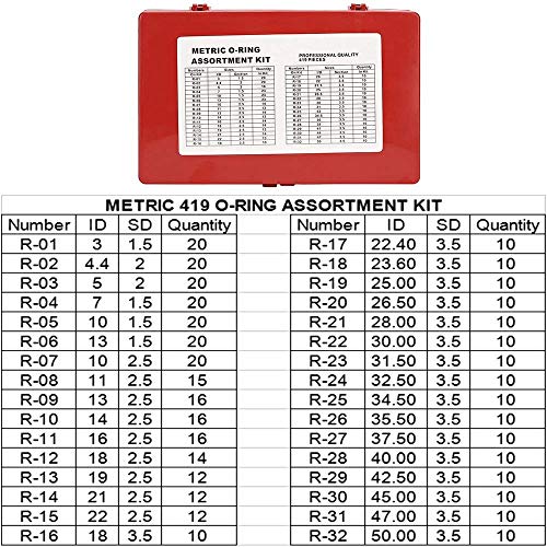 OCGIG 419 Pcs 32 Tamaños Juntas Toricas Juego de Arandelas Sellado Caja de O-ring de Goma